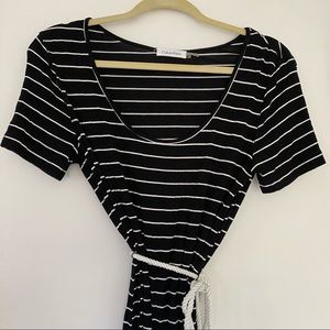 Calvin Klein Stripped Black/White Dress Rope Belt